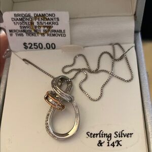 Elegant Sterling Silver & 14K Gold Infinity Pendant Necklace